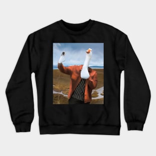 Human Duck Taking A Selfie Oil Painting Crewneck Sweatshirt